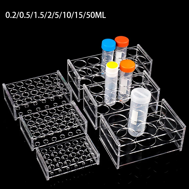 Lab Equipment - 0.2ML/0.5ML/1.5ML/2ML/10ML/15ML/50ML ชั้นวางหลอดทดสอบผู้ถือหลอดทดสอบ 40/40/24/24/18/10 หลุมห้องปฏิบัติการโรงเรียนอุปกรณ์