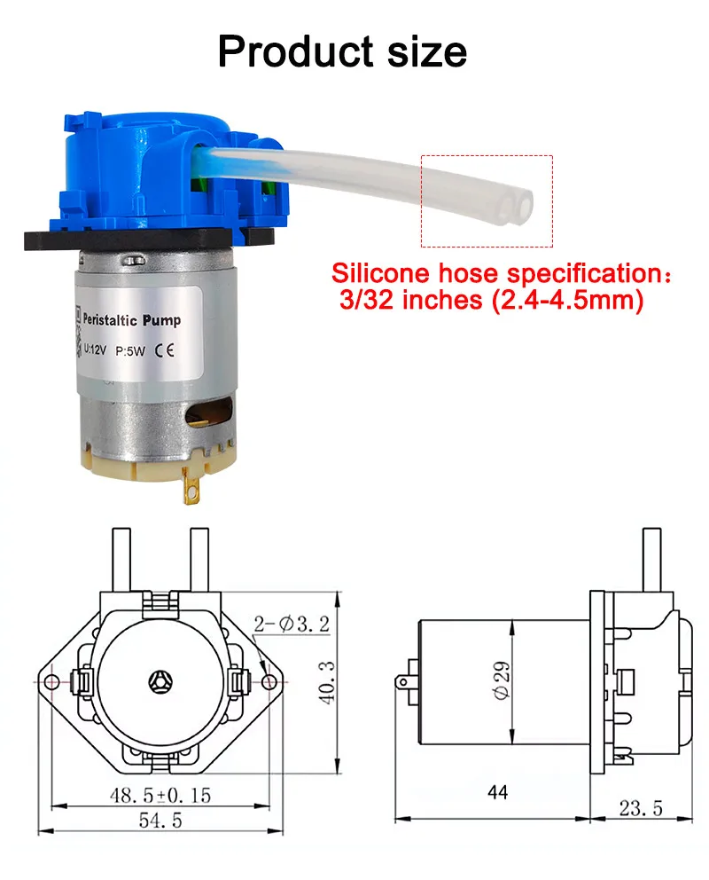 Mini Peristaltic Pump 12V - ปั๊มเพอริสตัลติกขนาดเล็ก 12V N-K-P แบบดูดเองได้ พร้อมท่อซิลิโคน 5W