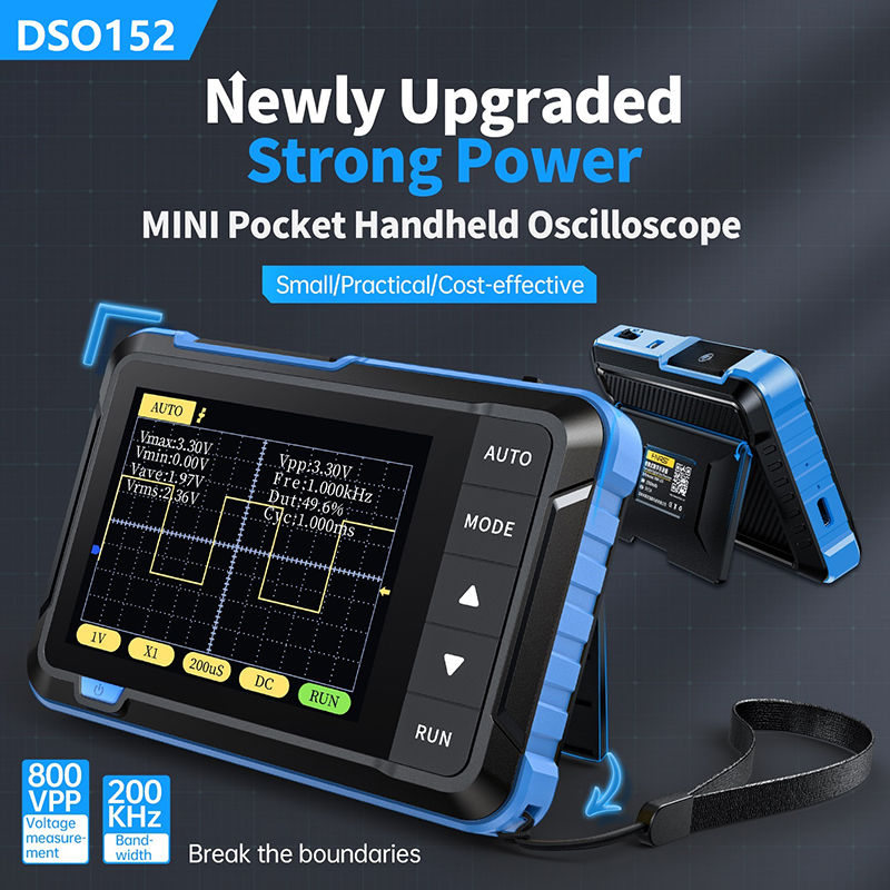 Fnirsi Digital Oscilloscope Handheld - Fnirsi DSO152ออสซิลโลสโคปแบบมือถือขนาดเล็ก2023รุ่นล่าสุด2. 5msa/s 200กิโลเฮิรตซ์แอนะล็อกแบนด์วิธ800 Vpp พร้อมเอาต์พุต