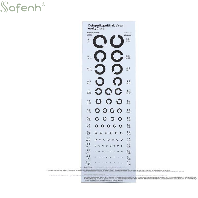 Medical Supplies - การ์ดทดสอบการมองเห็นระยะใกล้ แผนภูมิการมองเห็น แบบเศษส่วนทศนิยม แบบ C สำหรับการตรวจตา