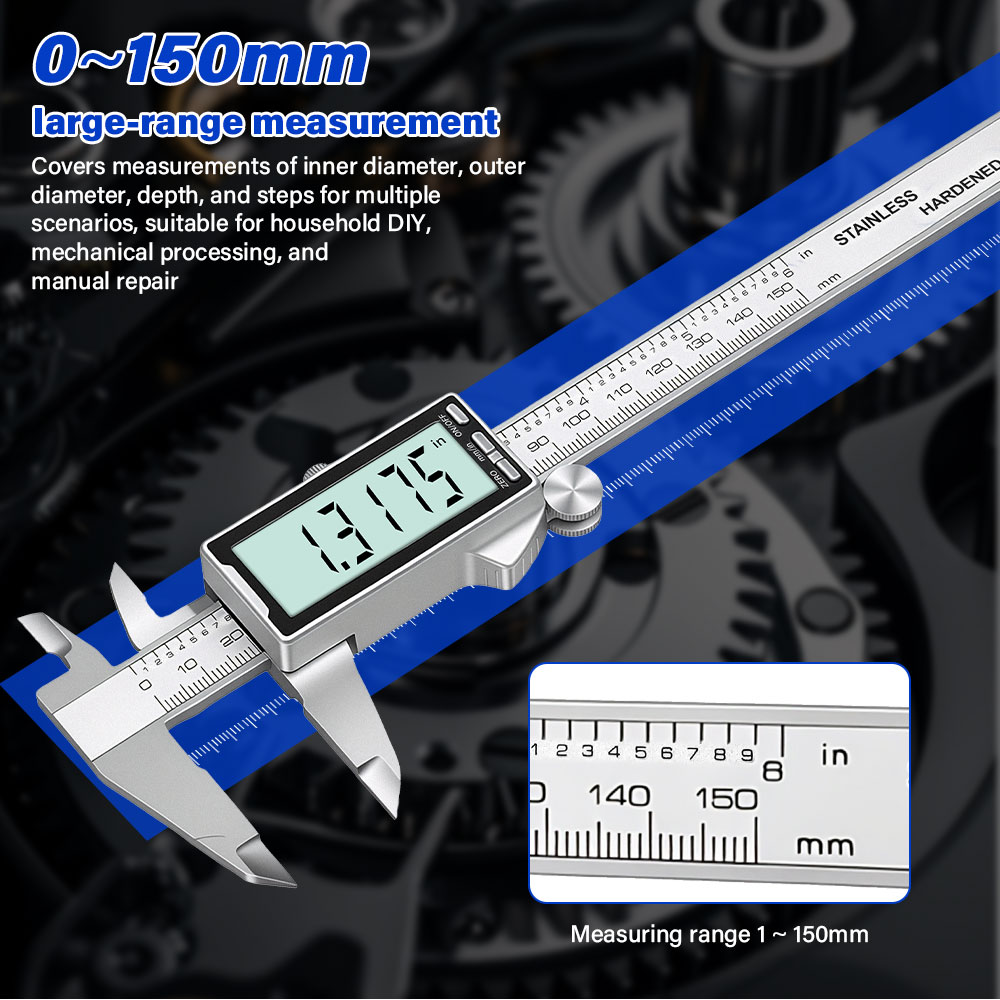 Digital Caliper 150Mm Stainless Steel - เครื่องมือวัดขนาดดิจิตอลแบบเวอร์เนียร์ ขนาด 150 มม. 6 นิ้ว