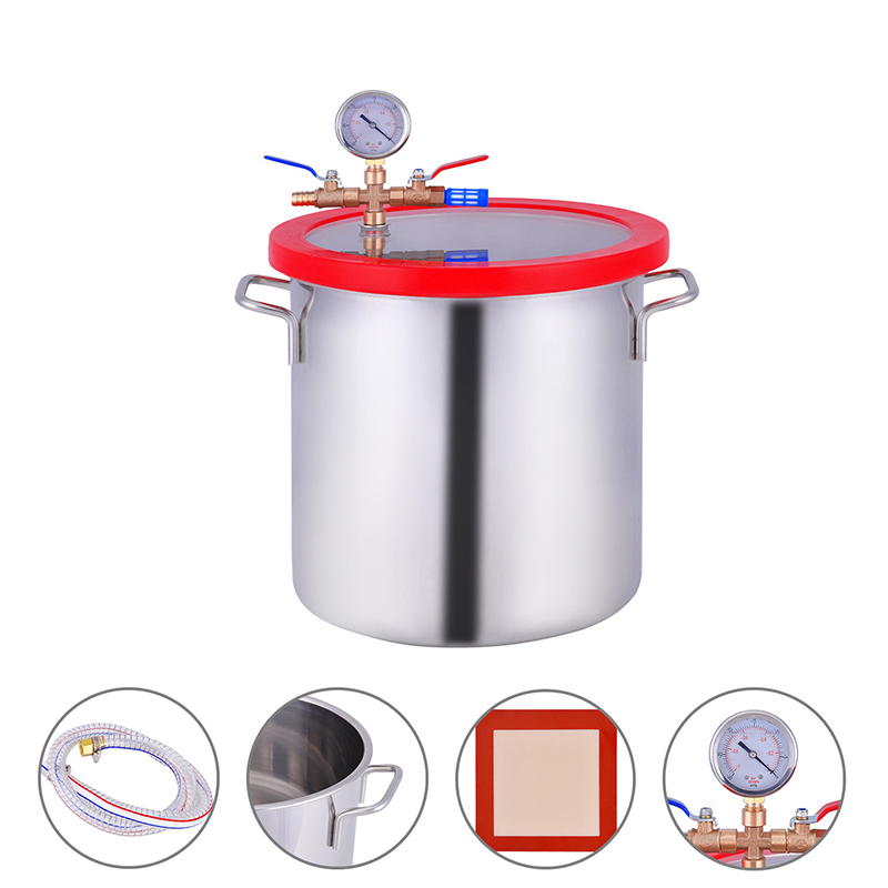 Vacuum Chamber Kit With Pump - ถังสุญญากาศสแตนเลสขนาด 7.2 ลิตร/12 ลิตร/20 ลิตร สำหรับกำจัดฟองอากาศในซิลิโคนเรซิ่น