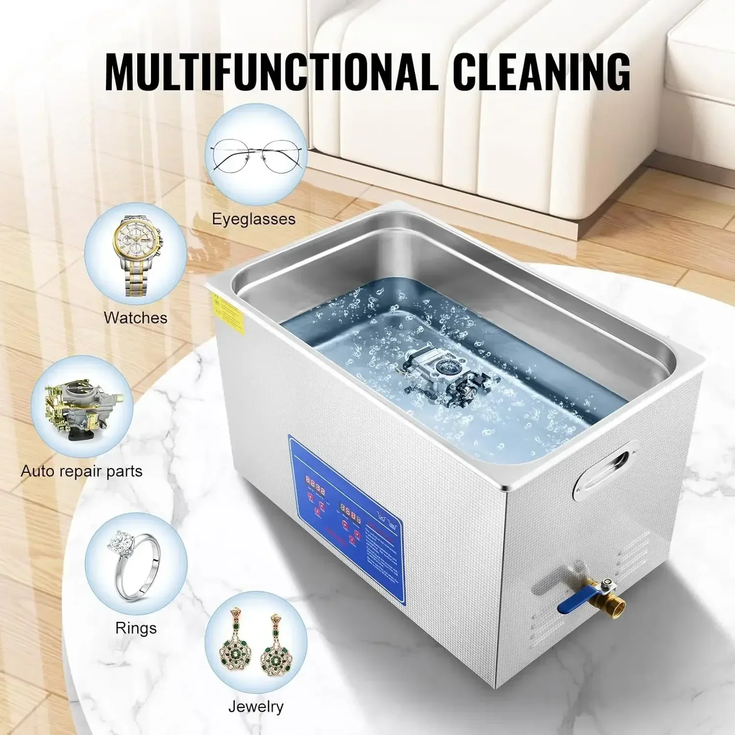 Ultrasonic Cleaner 30L Industrial - สินค้ามีจำนวนจำกัด! เครื่องทำความสะอาดอัลตราโซนิกแบบมืออาชีพ, เครื่องทำความสะอาดเครื่องประดับขนาด 30 ลิตร พร้อมตัวตั้งเวลาดิจิตอลและเครื่องทำความร้อน,