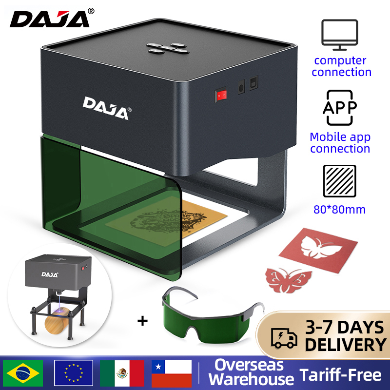 Fiber Laser Marking Machine 30W - DAJA DJ6 มินิแบบพกพาเลเซอร์แกะสลัก DIY เครื่องบลูทูธทาสีแท็กสุนัขกระดาษหนังไม้พลาสติกโลโก้เครื่อง CNC