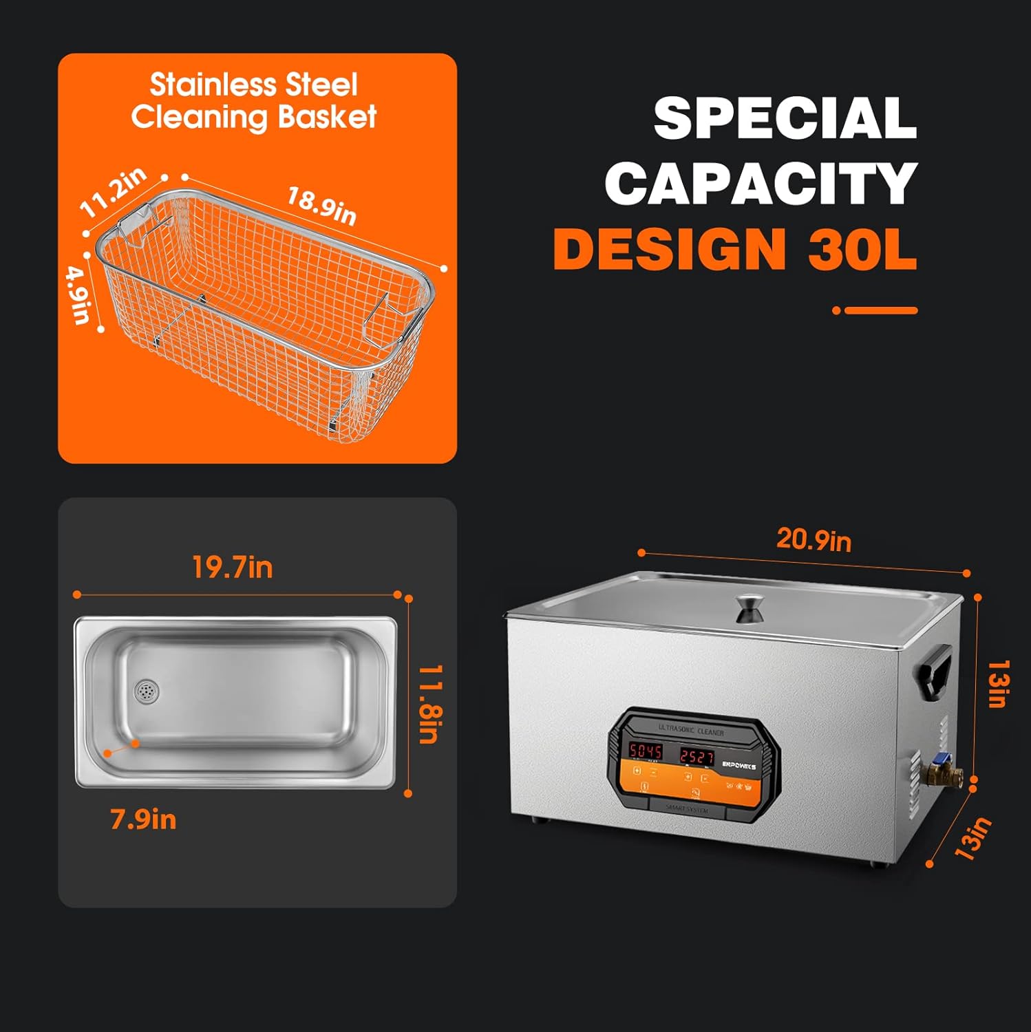 ACMESONIC 600W 40kHz Ultrasoni - Ultrasonic Cleaner 30L Industrial บทวิจารณ์และราคา