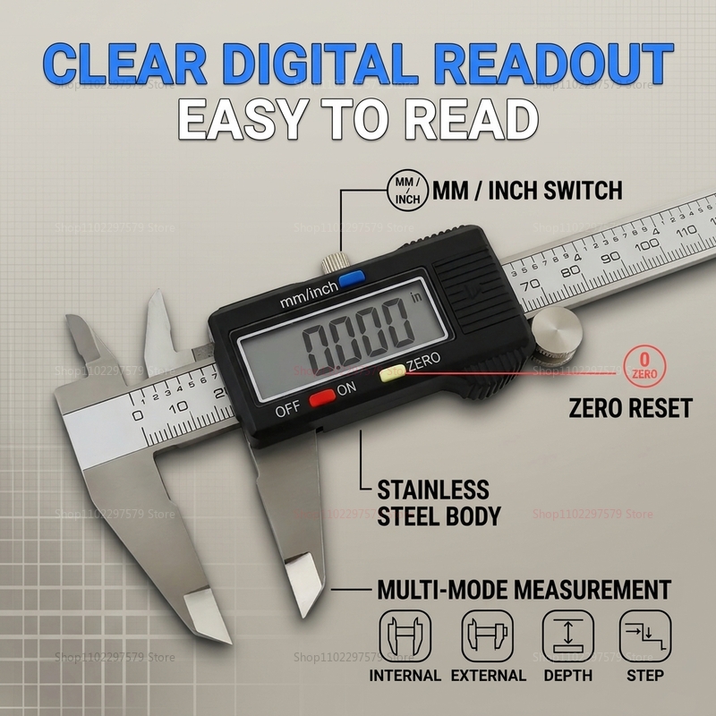คาลิปเปอร์ดิจิตอลสแตนเลส 0-150 - Digital Caliper 150Mm Stainless Steel บทวิจารณ์และราคา
