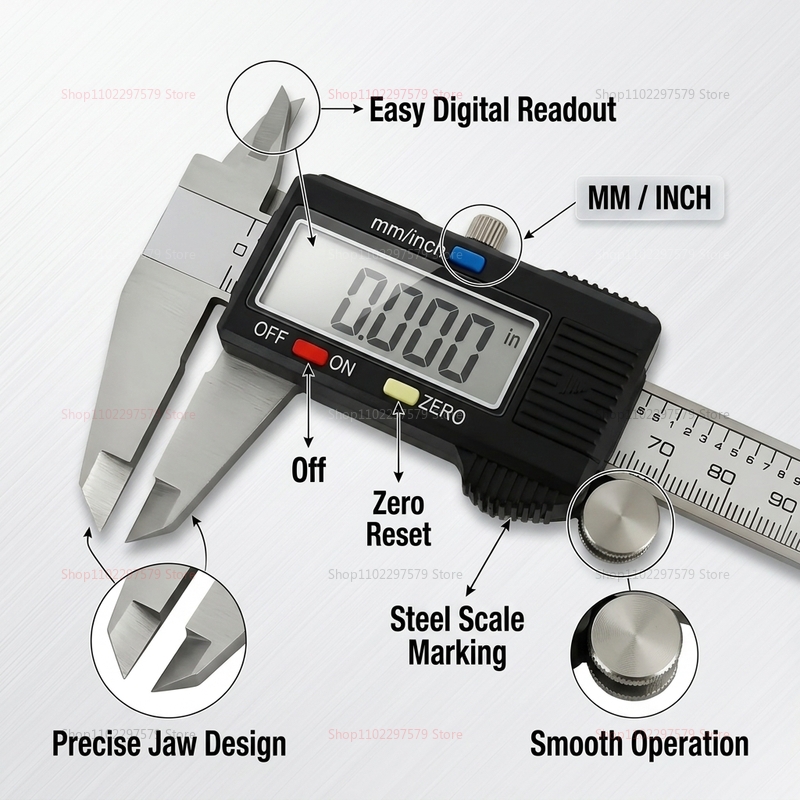คาลิปเปอร์ดิจิตอลสแตนเลส 0-150 - Digital Caliper 150Mm Stainless Steel บทวิจารณ์และราคา