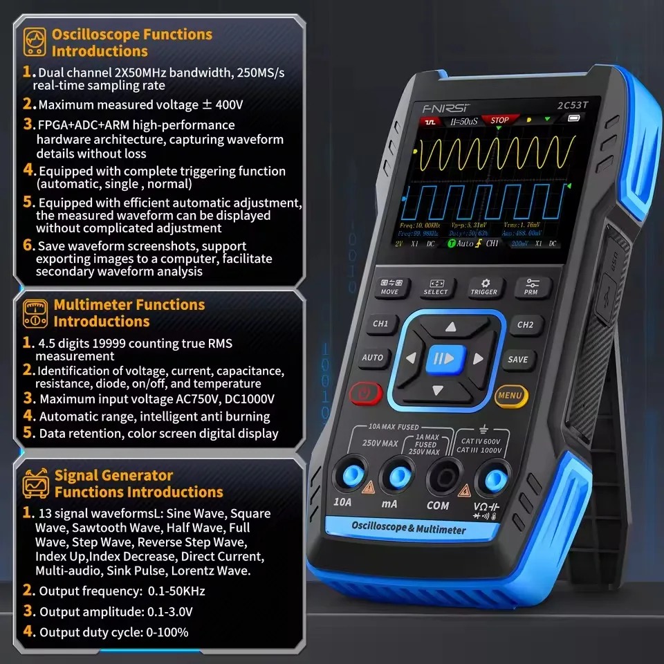 2C23T ออสซิลโลสโคปแบบพกพา 3-in - Fnirsi Digital Oscilloscope Handheld บทวิจารณ์และราคา