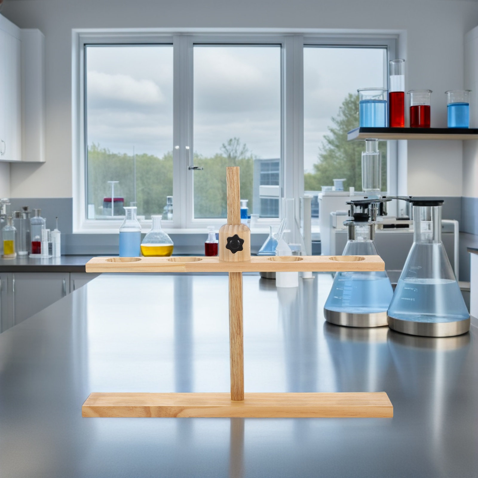 แท่นวางกรวยแยกสารทำจากไม้ ปรับ - Lab Equipment บทวิจารณ์และราคา