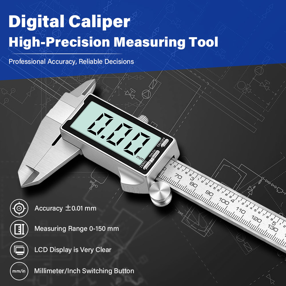 เครื่องมือวัดขนาดดิจิตอลแบบเวอ - Digital Caliper 150Mm Stainless Steel บทวิจารณ์และราคา